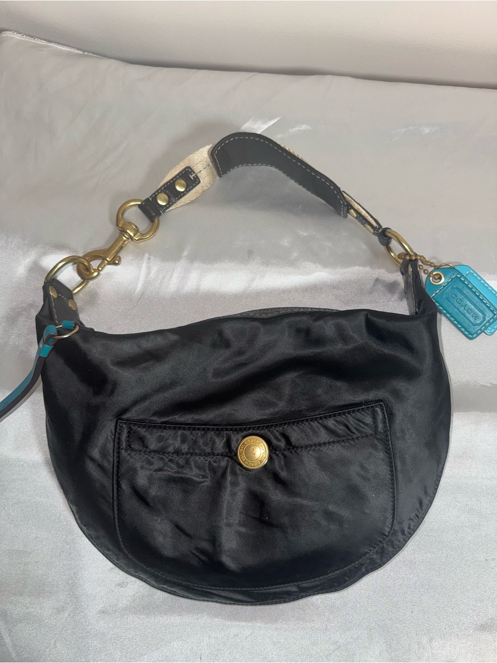 Coach Y2K Black Shoulder Hobo Bag with Gold Hardware